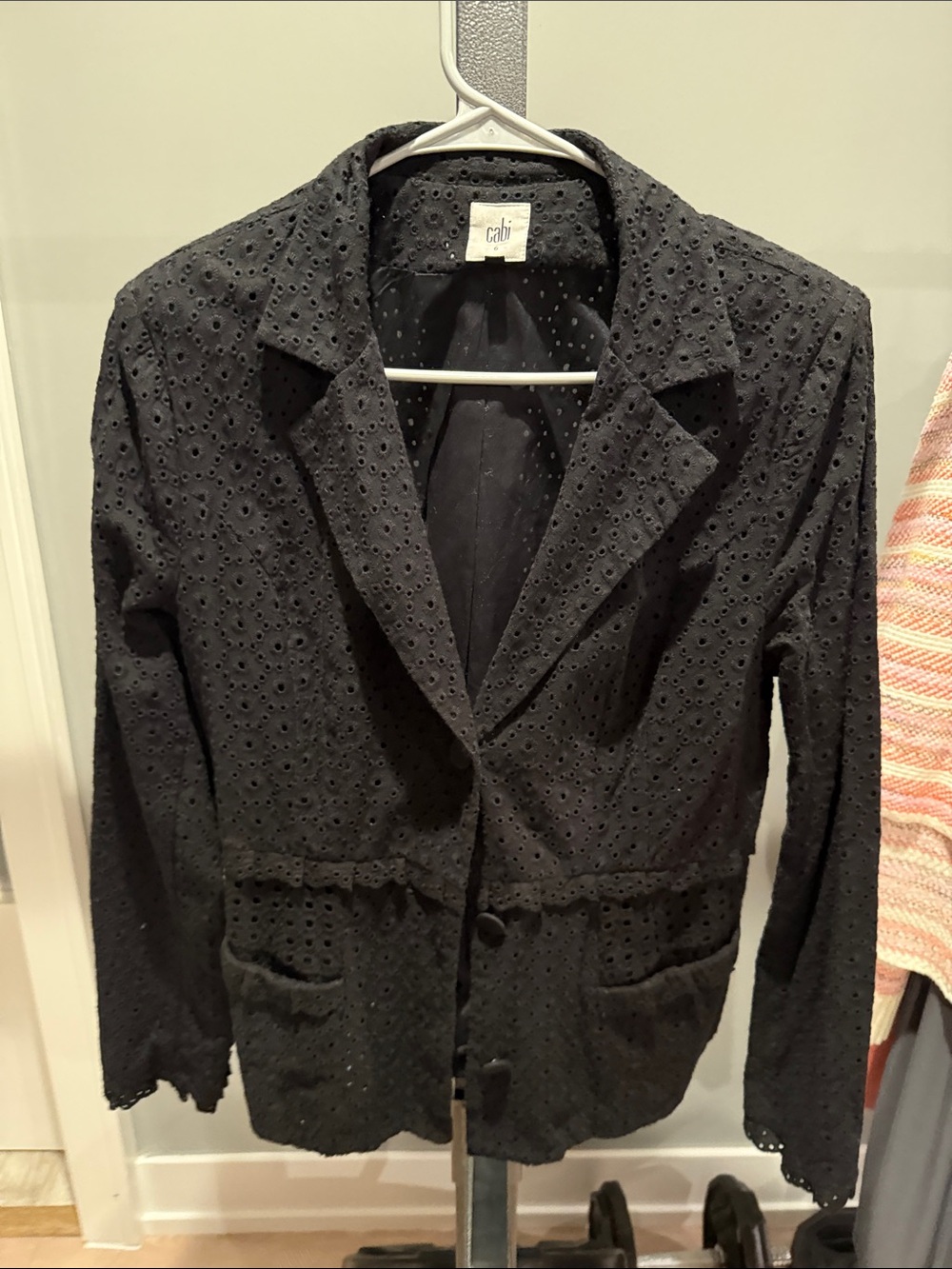 CAbi Black Eyelet Tailored Blazer